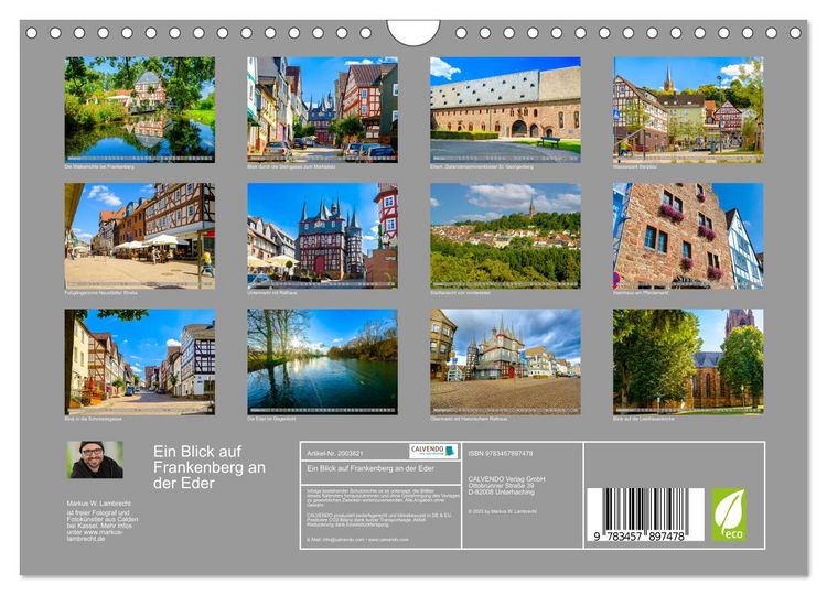 Produktbild: Ein Blick auf Frankenberg an der Eder (Wandkalender 2026 DIN A4 quer), CALVENDO Monatskalender