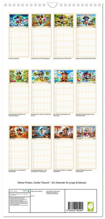 Produktbild: Familienplaner 2026 - Kleine Piraten, Gro&szlig;e Tr&auml;ume" - Ein Kalender f&uuml;r junge Entdecker mit 5 Spalten (Wandkalender, 21 x 45 cm) CALVENDO
