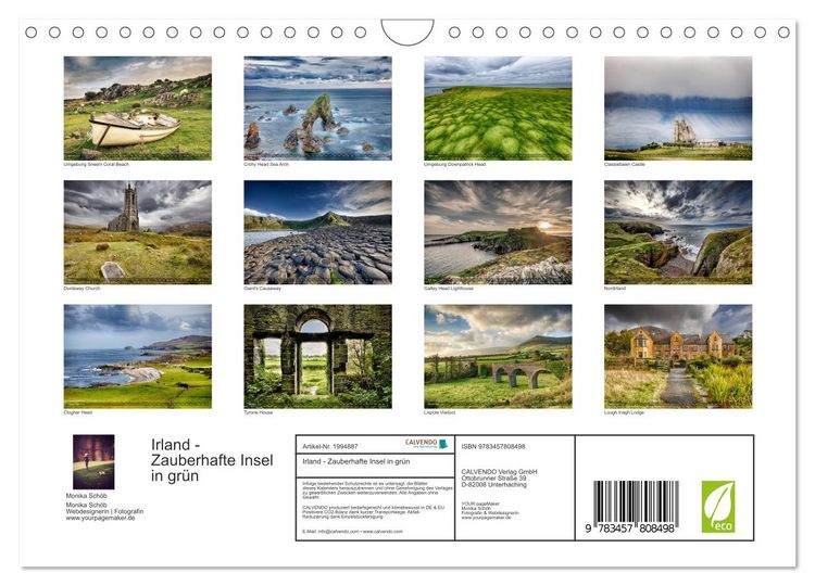 Produktbild: Irland - Zauberhafte Insel in gr&uuml;n (Wandkalender 2026 DIN A4 quer), CALVENDO Monatskalender