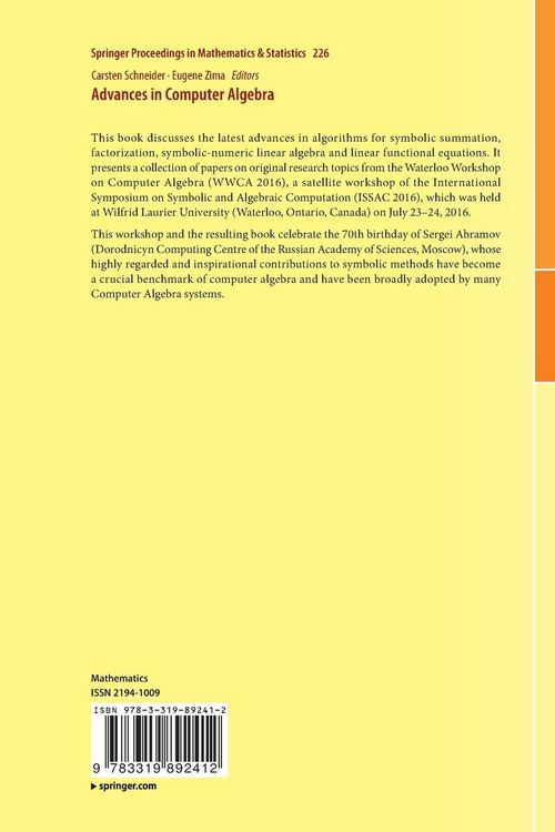 Produktbild: Advances in Computer Algebra
