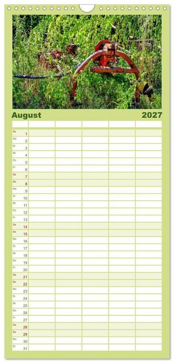 Produktbild: Familienplaner 2027 - Landmaschinen im Dornr&ouml;schenschlaf mit 5 Spalten (Wandkalender, 21 x 45 cm) CALVENDO