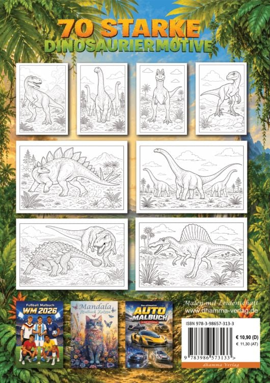 Produktbild: Dinosaurier Malbuch f&uuml;r Kinder von 6-10 Jahren mit 70 starken Ausmalmotiven