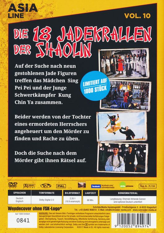 Produktbild: Die 18 Jadekrallen der Shaolin [LE]