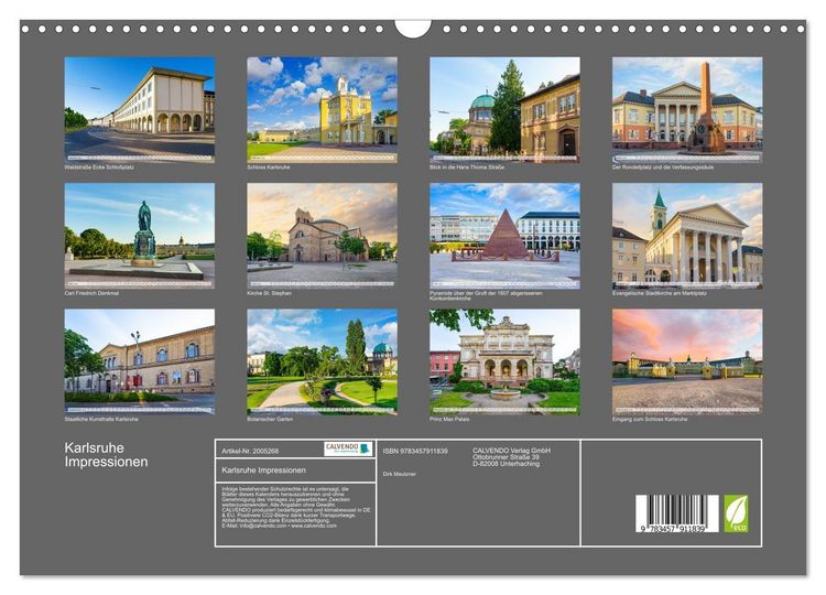 Produktbild: Karlsruhe Impressionen (Wandkalender 2026 DIN A3 quer), CALVENDO Monatskalender