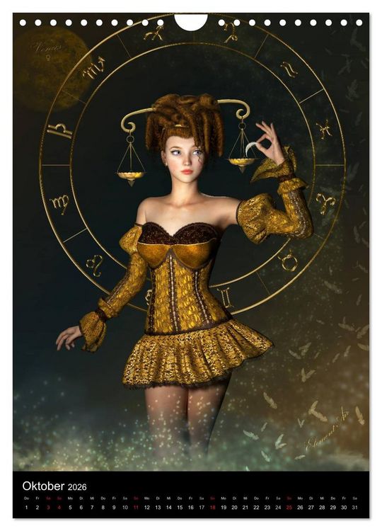 Produktbild: Unter Sternen geboren - Fantasy Tierkreis im Zeichen der Frau (Wandkalender 2026 DIN A4 hoch), CALVENDO Monatskalender