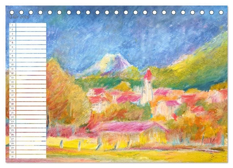 Produktbild: Gemalte Herbsttr&auml;ume - Eine malerische Reise in bunte Herbstlandschaften (Tischkalender 2026 DIN A5 quer), CALVENDO Monatskalender