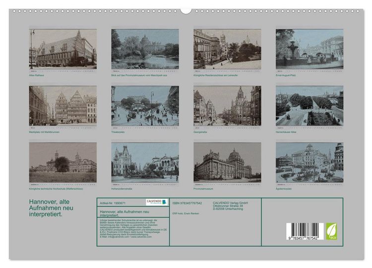 Produktbild: Hannover, alte Aufnahmen neu interpretiert. (hochwertiger Premium Wandkalender 2026 DIN A2 quer), Kunstdruck in Hochglanz