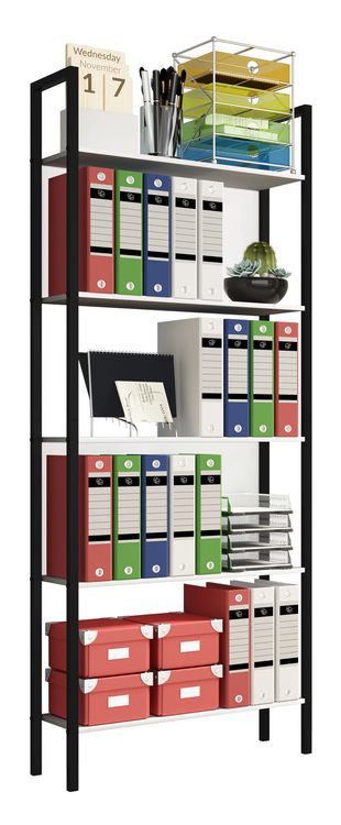 Produktbild: Holz Metall Stand Regal B&uuml;ro B&uuml;cher Flakos 5fach