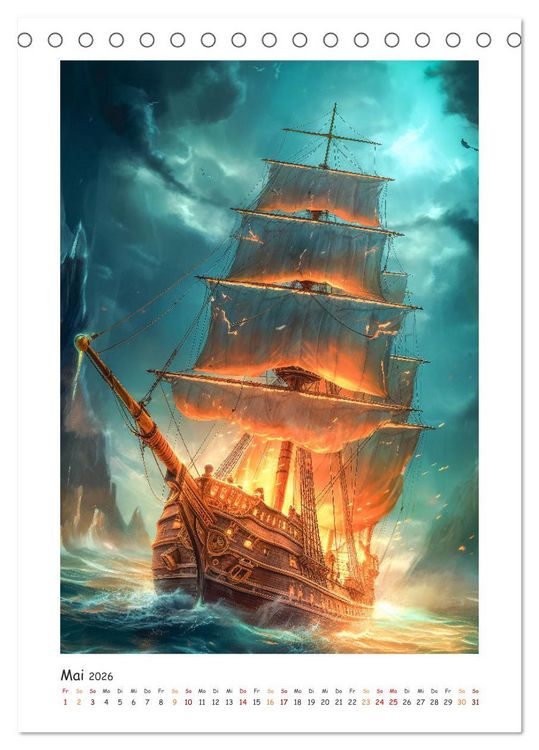 Produktbild: Piratenschiffe (Tischkalender 2026 DIN A5 hoch), CALVENDO Monatskalender