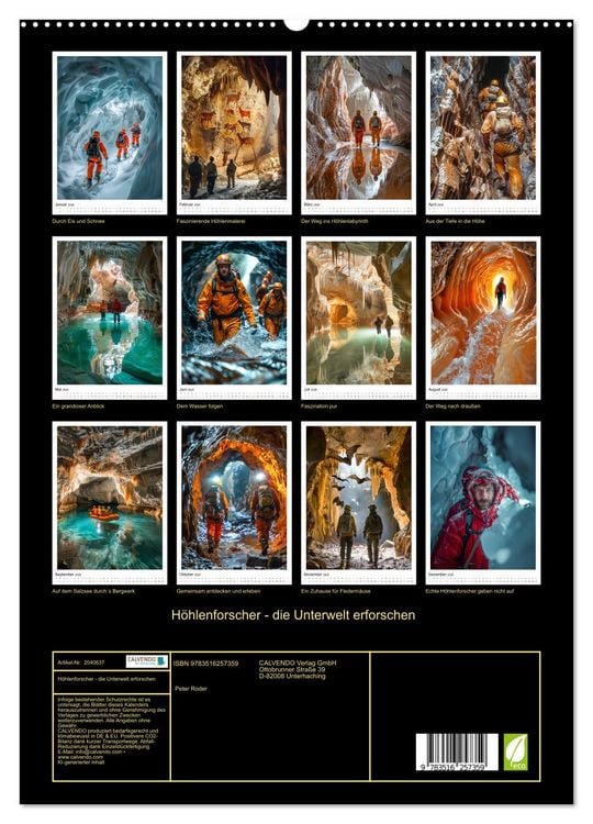 Produktbild: H&ouml;hlenforscher - die Unterwelt erforschen (hochwertiger Premium Wandkalender 2026 DIN A2 hoch), Kunstdruck in Hochglanz