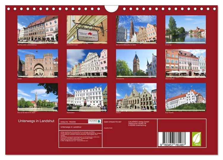 Produktbild: Unterwegs in Landshut (Wandkalender 2026 DIN A4 quer), CALVENDO Monatskalender