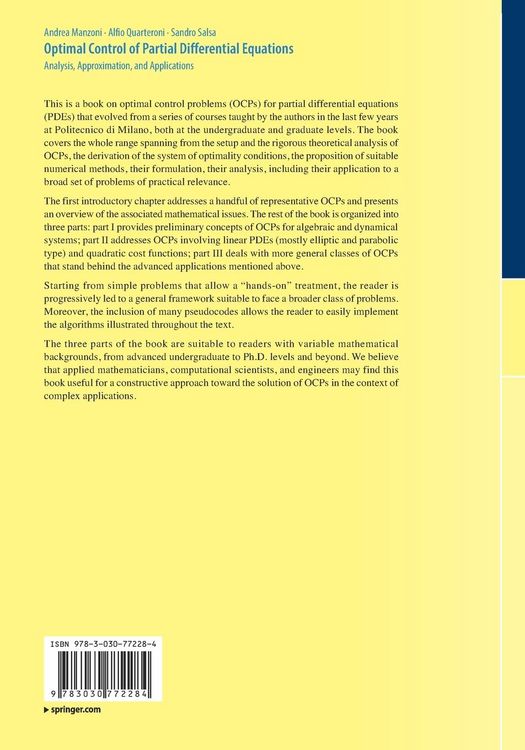 Produktbild: Optimal Control of Partial Differential Equations