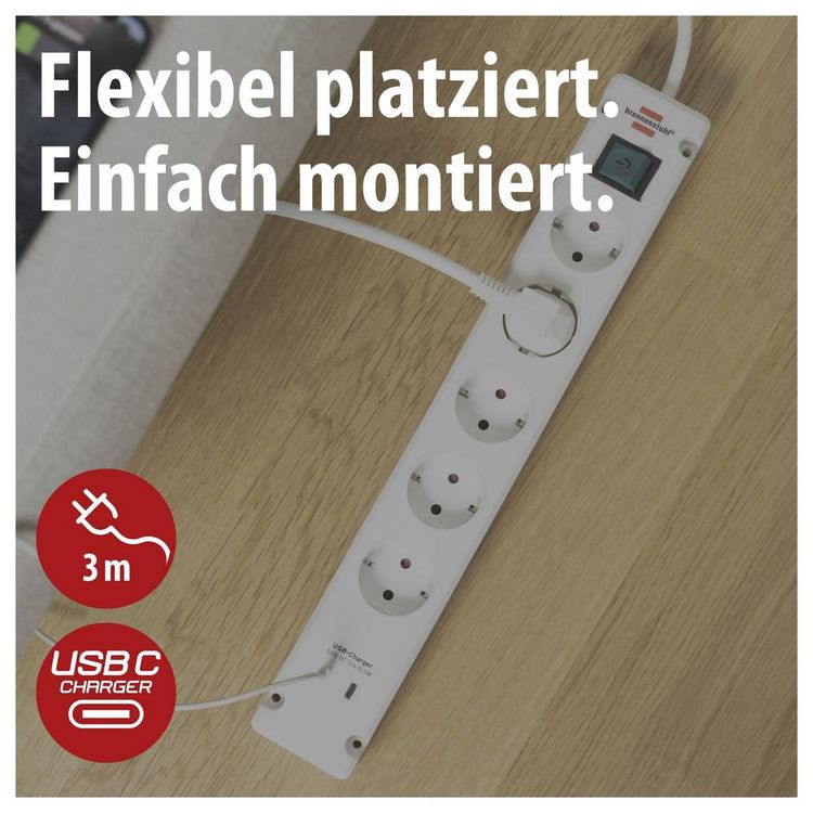Produktbild: Brennenstuhl 1150660425 Steckdosenleiste mit Schalter Wei&szlig; Schutzkontakt 1 St.