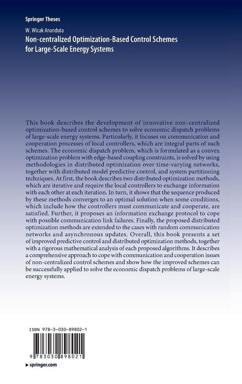 Produktbild: Non-centralized Optimization-Based Control Schemes for Large-Scale Energy Systems