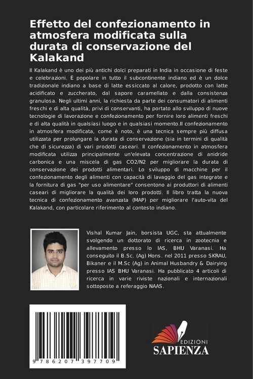 Produktbild: Effetto del confezionamento in atmosfera modificata sulla durata di conservazione del Kalakand