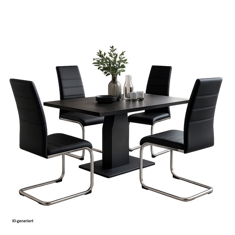 Produktbild: HTI-Living Esszimmerstuhl SallyC Kunstleder 4er-Set Schwarz