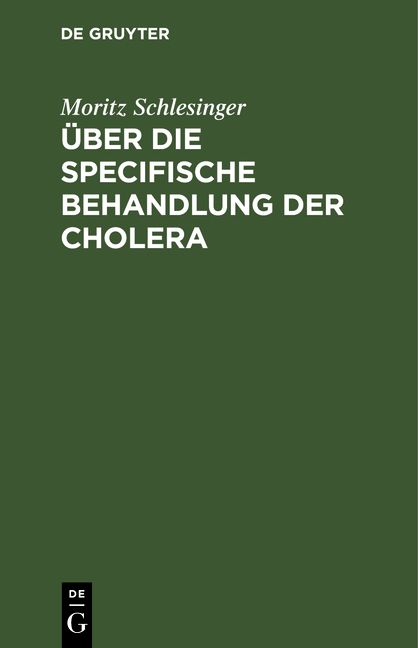Produktbild: &Uuml;ber die specifische Behandlung der Cholera