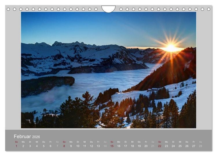 Produktbild: Schweiz - Impressionen der idyllischen Bergwelt im Laufe der Jahreszeiten (Wandkalender 2026 DIN A4 quer), CALVENDO Monatskalender