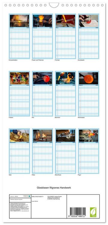 Produktbild: Familienplaner 2026 - Glasblasen filigranes Handwerk mit 5 Spalten (Wandkalender, 21 x 45 cm) CALVENDO