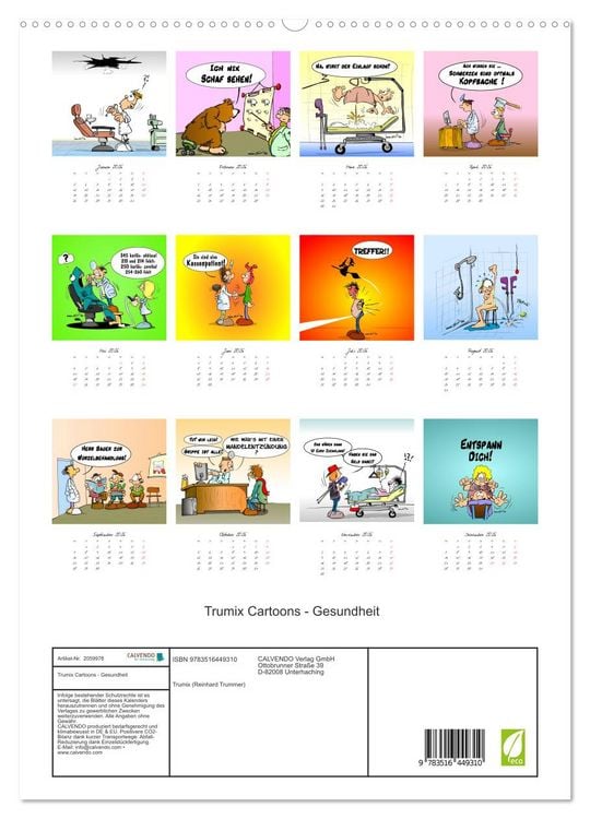 Produktbild: Trumix Cartoons - Gesundheit (hochwertiger Premium Wandkalender 2026 DIN A2 hoch), Kunstdruck in Hochglanz