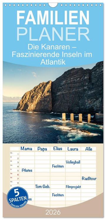Produktbild: Familienplaner 2026 - Die Kanaren &ndash; Faszinierende Inseln im Atlantik mit 5 Spalten (Wandkalender, 21 x 45 cm) CALVENDO