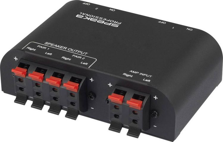 Produktbild: SpeaKa Professional 2 Port Lautsprecher-Umschalter Klemmanschluss Metallgeh&auml;use Schwarz