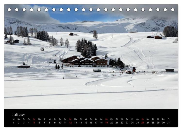Produktbild: Die Seiser Alm im Winter (Tischkalender 2026 DIN A5 quer), CALVENDO Monatskalender