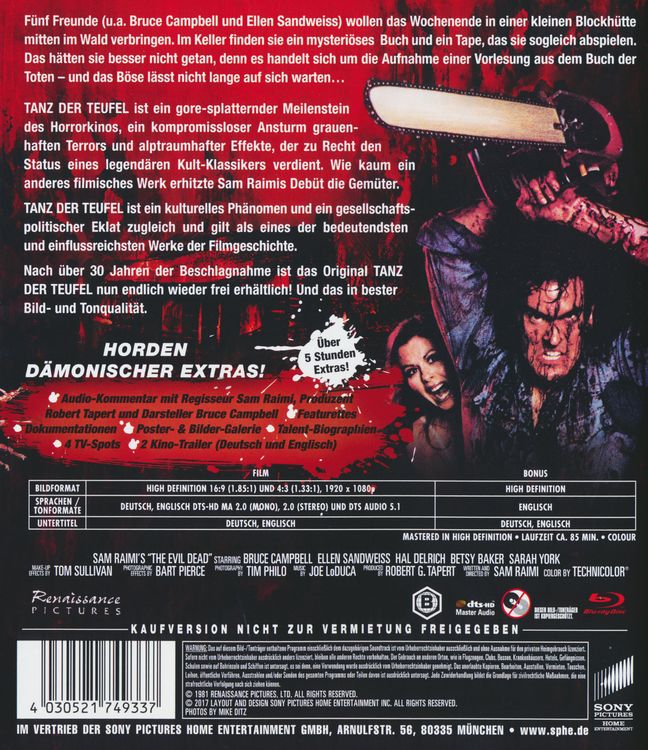 Produktbild: Tanz der Teufel 1 - Uncut/Remastered Version (+ Bonus-Blu-ray)