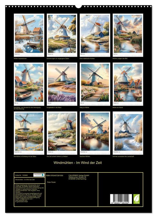 Produktbild: Windm&uuml;hlen - Im Wind der Zeit (hochwertiger Premium Wandkalender 2026 DIN A2 hoch), Kunstdruck in Hochglanz