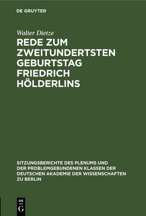 Produktbild: Rede zum zweitundertsten Geburtstag Friedrich H&ouml;lderlins