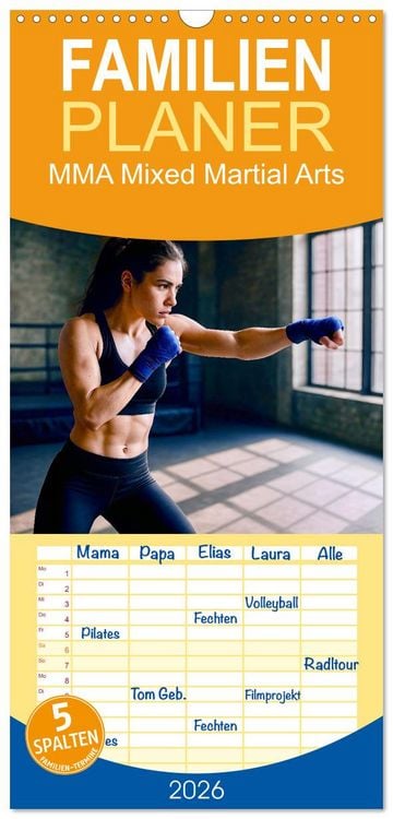 Produktbild: Familienplaner 2026 - MMA Mixed Martial Arts mit 5 Spalten (Wandkalender, 21 x 45 cm) CALVENDO