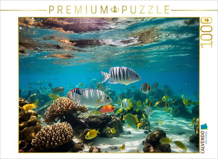 Produktbild: CALVENDO Puzzle Fischschwarm in den Tropen mit Korallen | 1000 Teile Lege-Gr&ouml;&szlig;e 64x48cm Foto-Puzzle f&uuml;r gl&uuml;ckliche Stunden