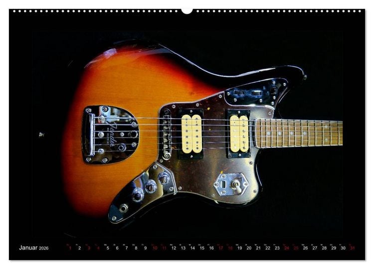 Produktbild: Rockgitarren im Blitzlicht (hochwertiger Premium Wandkalender 2026 DIN A2 quer), Kunstdruck in Hochglanz