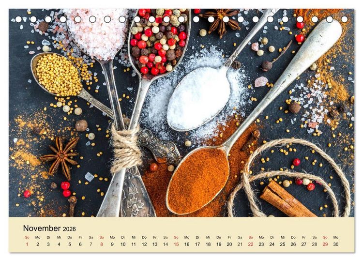 Produktbild: Aromatische Gew&uuml;rze. Die himmlischen Kostbarkeiten aus aller Welt (Tischkalender 2026 DIN A5 quer), CALVENDO Monatskalender