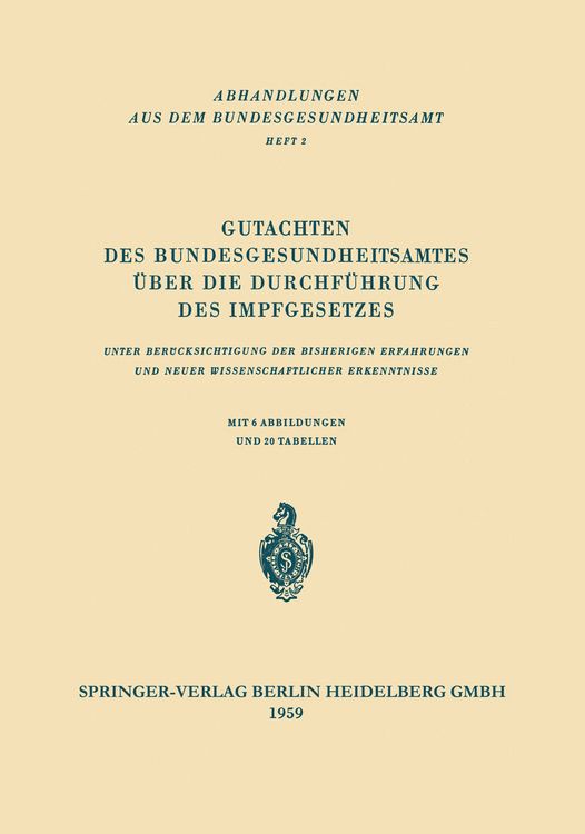 Produktbild: Gutachten des Bundesgesundheitsamtes &uuml;ber die Durchf&uuml;hrung des Impfgesetzes