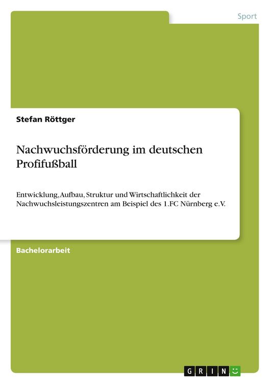 Produktbild: Nachwuchsf&ouml;rderung im deutschen Profifu&szlig;ball