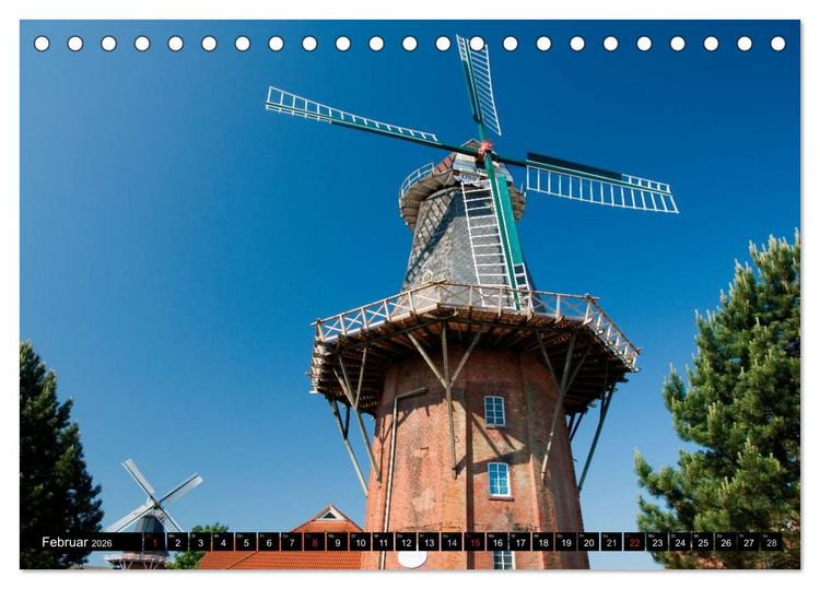 Produktbild: Windm&uuml;hlen in Deutschland (Tischkalender 2026 DIN A5 quer), CALVENDO Monatskalender