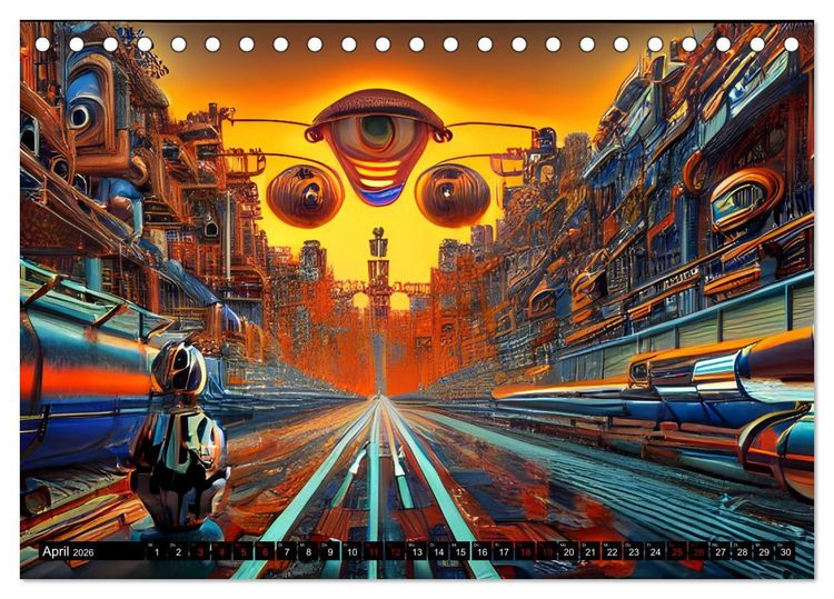 Produktbild: Roboter - Computertr&auml;ume aus der KI (Tischkalender 2026 DIN A5 quer), CALVENDO Monatskalender