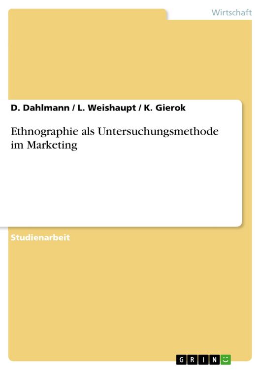 Produktbild: Ethnographie als Untersuchungsmethode im Marketing