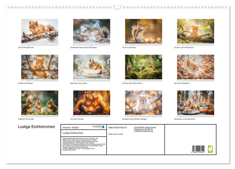 Produktbild: Lustige Eichh&ouml;rnchen (Wandkalender 2026 DIN A2 quer), CALVENDO Monatskalender