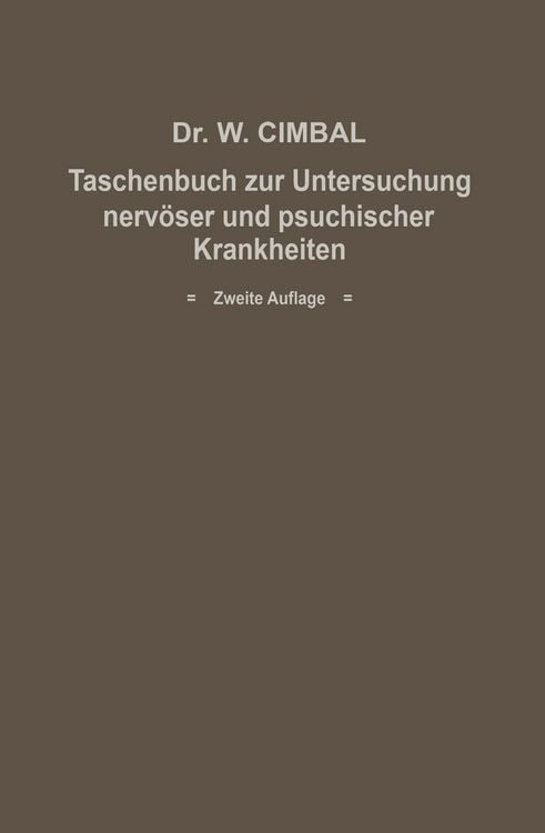 Produktbild: Taschenbuch zur Untersuchung nerv&ouml;ser und psychischer Krankheiten