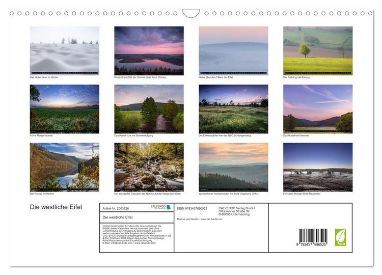 Produktbild: Die westliche Eifel (Wandkalender 2026 DIN A3 quer), CALVENDO Monatskalender
