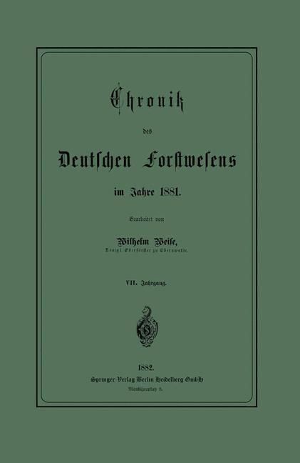 Produktbild: Chronik des Deutschen Forstwesens im Jahre 1881