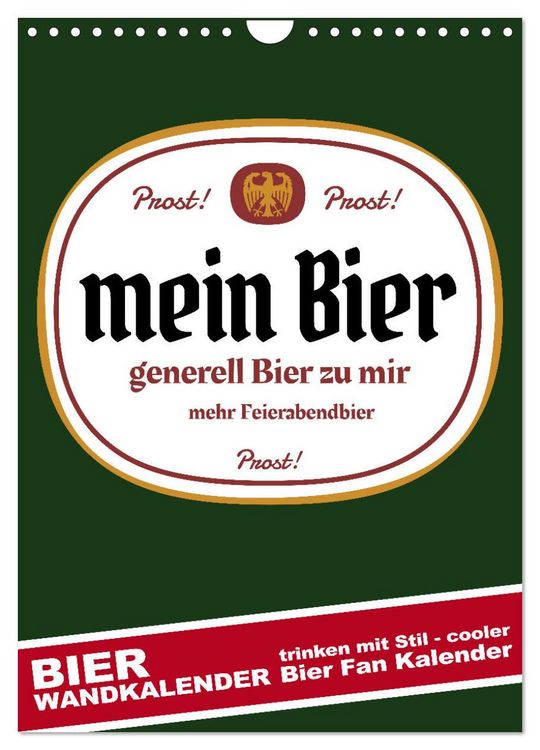 Produktbild: BIER Wandkalender -Trinken mit Stil (Wandkalender 2026 DIN A4 hoch), CALVENDO Monatskalender