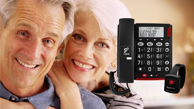 Produktbild: Amplicomms BigTel 50 Alarm Plus Schnurgebundenes Seniorentelefon f&uuml;r H&ouml;rger&auml;te kompatibel, inkl. Notrufsender, Wahlwiederholung