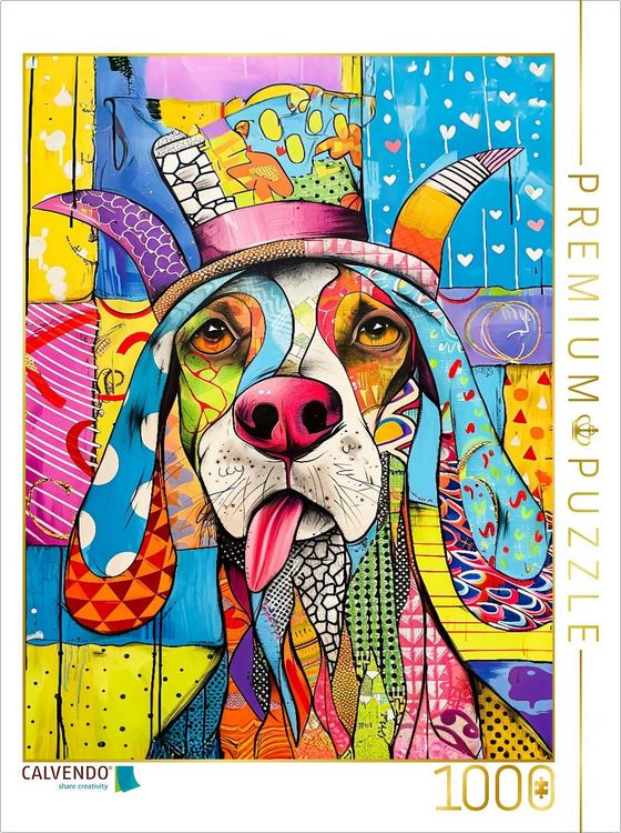 Produktbild: CALVENDO Puzzle Buntes Pop-Art Hundegesicht | 1000 Teile Lege-Gr&ouml;&szlig;e 64x48cm Foto-Puzzle f&uuml;r gl&uuml;ckliche Stunden