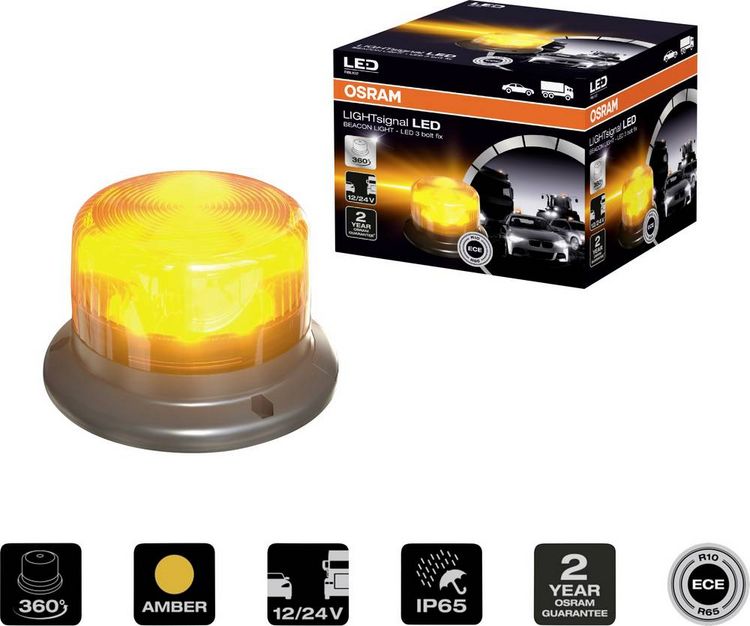 Produktbild: Osram Automotive Rundumleuchte Light Signal LED Beacon Light RBL102 12 V, 24 V &uuml;ber Bordnetz Schraubmontage Orange