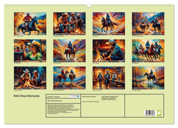 Produktbild: Wild West Moments (Wandkalender 2026 DIN A2 quer), CALVENDO Monatskalender