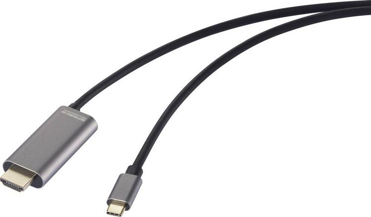 Produktbild: SpeaKa Professional USB-C&reg; / HDMI Adapterkabel USB-C&reg; Stecker, HDMI-A Stecker, USB-C&reg; Buchse 1.00m Schwarz SP-12875852 4K UHD