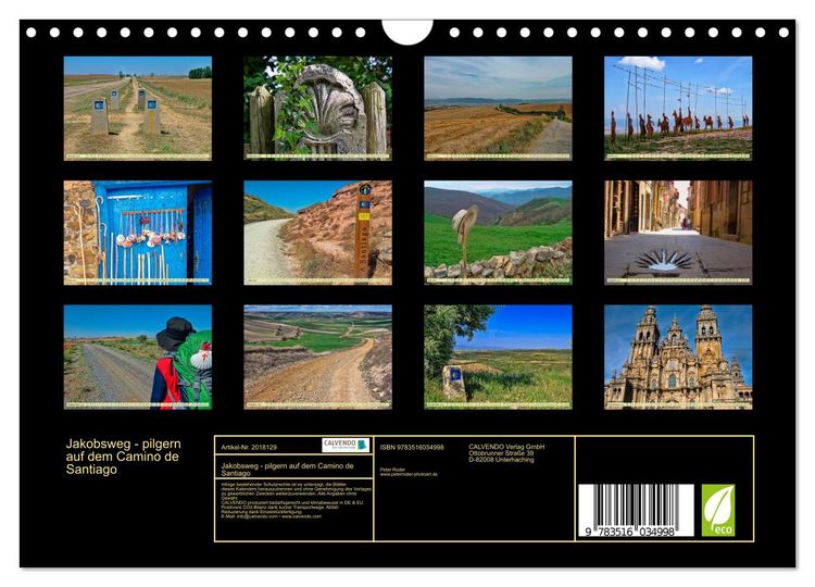 Produktbild: Jakobsweg - pilgern auf dem Camino de Santiago (Wandkalender 2026 DIN A4 quer), CALVENDO Monatskalender